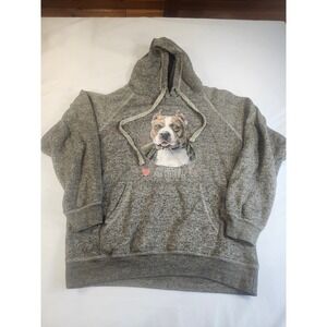 Basix of America Mens Grey Pitbull Graphic Hoodie Sweatshirt Size Medium